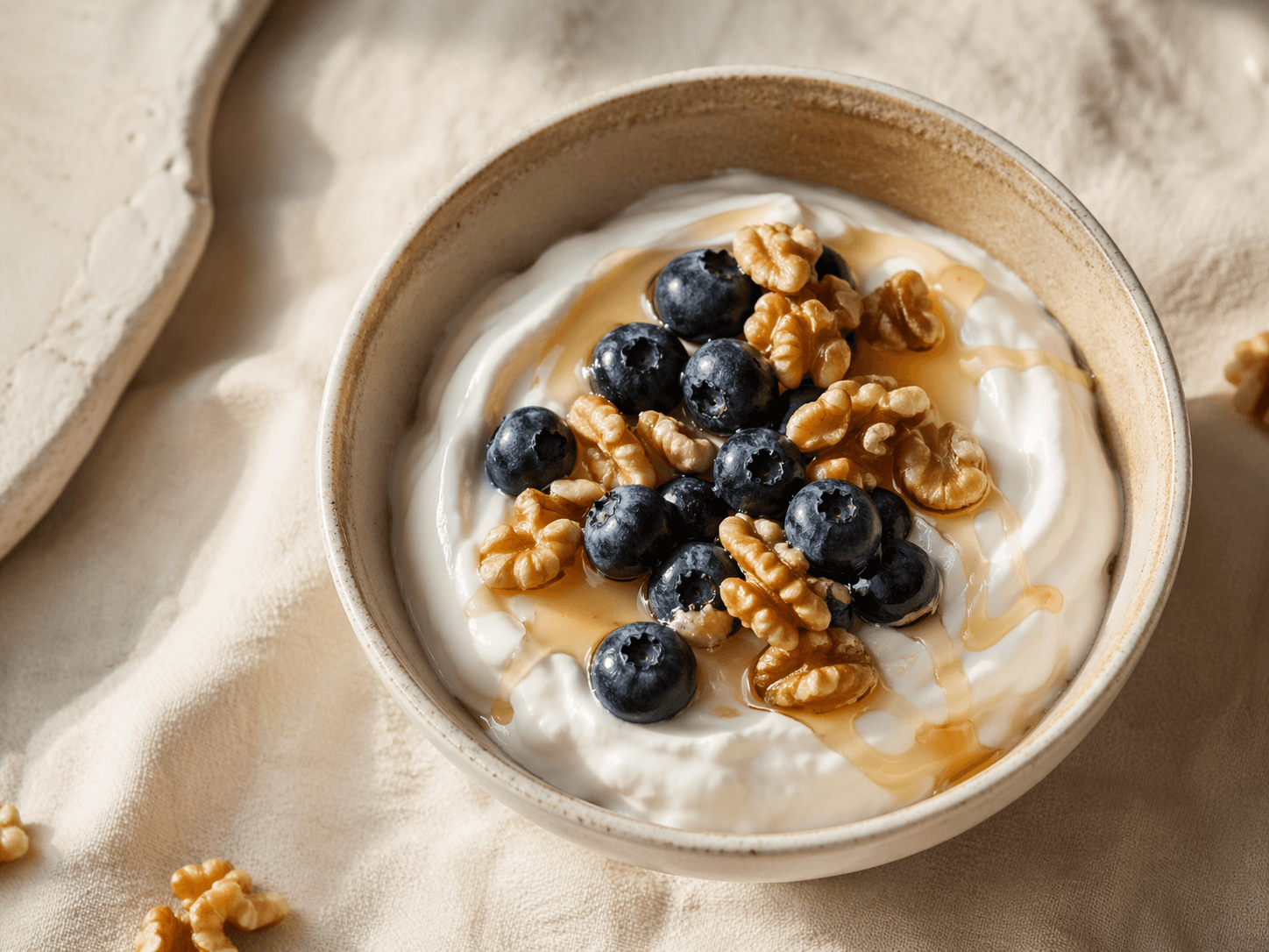 Greek yogurt, walnuts, blueberries